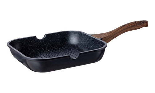 Plancha 28 Cm Antiadherente Aluminio Fundido Grill - Cukin Negro