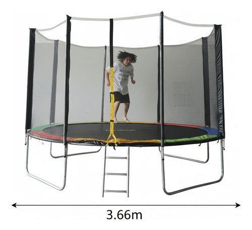 Cama Elástica Norplat Para Niños 12pies 3.66mt Con Escalera Negro Multicolor