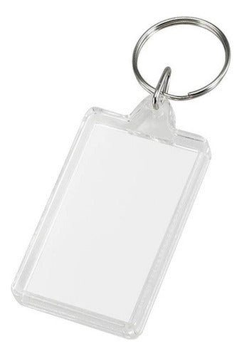 100 Llaveros Acrilicos Portafotos Con Argolla - Norplat  Transparente