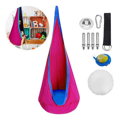 Columpio Sensorial Hamaca Colgante Niños + Cojín - Norplat Magenta