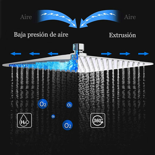 Cabezal Ducha Cuadrado 25cm 121 Boquillas Acero Inox Norplat Plateado Cromado