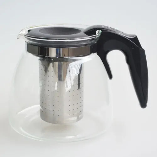 Tetera Jarra Vidrio Filtro Acero Inoxidable Té 1.1lt Norplat Negro