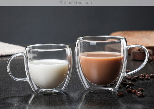 Taza Cafe Doble Pared 250ml Frio Caliente - Cukin Transparente Doble Vidrio 250