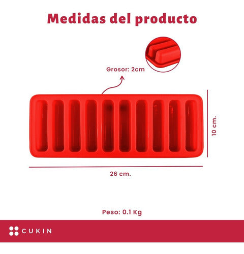Molde De Silicona Para Cilindros De Hielo - Cukin Rojo