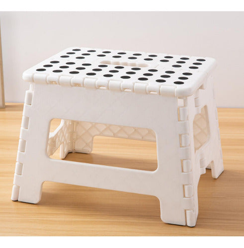 Taburete Piso Plegable Banquito Pórtatil Escala - Norplat Blanco