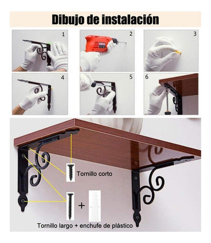 6 Soporte Repisa Flotante Estante Metal Pared Ángulo Norplat Blanco
