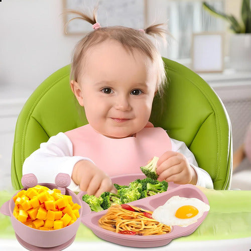 Set Alimentación Bebe Silicona 8 Piezas Bpa Free - Norplat Rosa