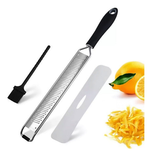 Rallador Manual Jengibre Limón Ajo Acero Inoxidable Cocina Negro Y Plateado