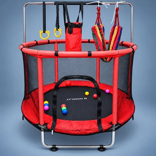 Cama Elástica 1.4mt Saltarina Trampolin Para Niños Norplat Negro Rojo