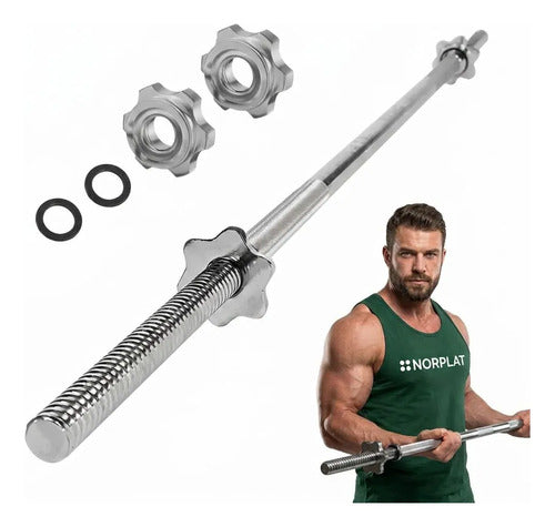 Barra Recta Norplat Preolimpica 120cm 4.2 Kg Fitness Cromada Plateado