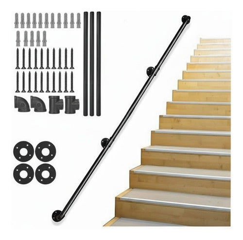 Barandal Pasamanos Tubo Escaleras Profesionales 3m - Norplat Negro