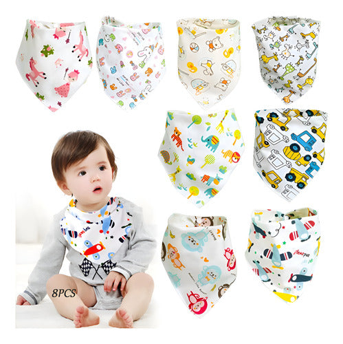 Pack 8 Bandanas Baberos Impermeables Suave Algodón Cute Mixto Mixto Unica