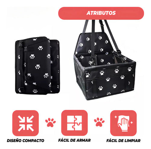 Norplat Asiento Auto Mascota Reforzado Plegable Seguridad Negro