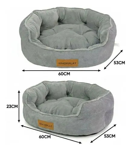 Cama Antiestres Norplat Perro Gato Con Cojín Reversible 60cm Gris Cama Antiestres Reversible