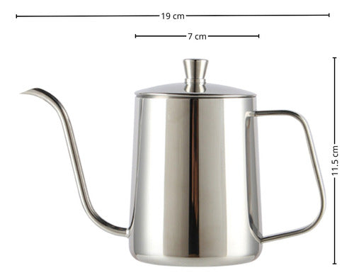Tetera Cuello Cisne Negra 350 Ml Café Te De Acero Inoxidable Plateado