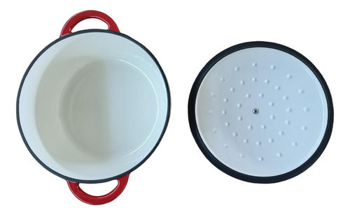 Olla De Hierro Fundido Esmaltada 24 Cm 3.5 Lts - Norplat Rojo