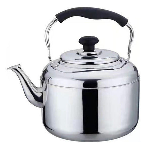 Tetera De Acero Inoxidable Cuello Cisne 5 Litros - Norplat Plateado