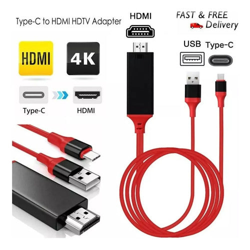 Cable Hdmi Tipo C Usb 3.1 Compatible Emui Mac Samsung Huawei