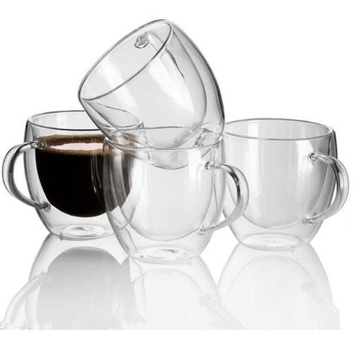 Taza Cafe Doble Pared 250ml Frio Caliente - Cukin Transparente Doble Vidrio 250
