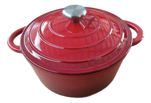 Olla De Hierro Fundido Esmaltada 24 Cm 3.5 Lts - Norplat Rojo