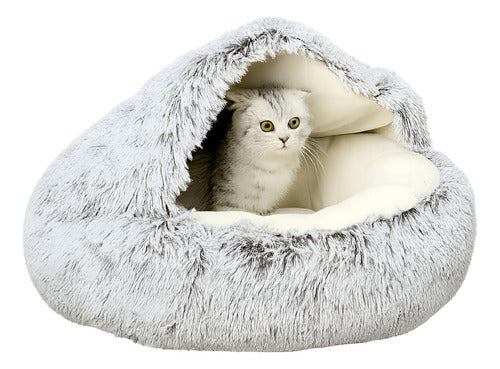 Casa Cama Plush Nido Mascota Perro Gatos 40cm - Norplat Gris Claro Nido