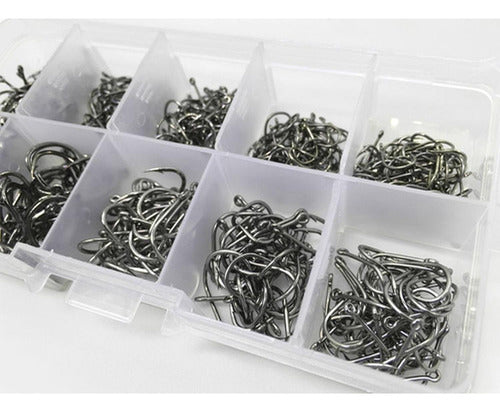 500 Anzuelos Pesca Tamaños Mixtos Acero Al Carbono - Norplat Plateado