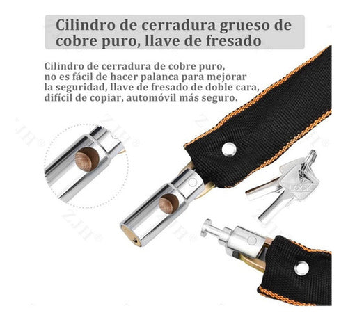 Candado Bicicleta Con Cadena Acero Cobertor Textil Norplat Negro