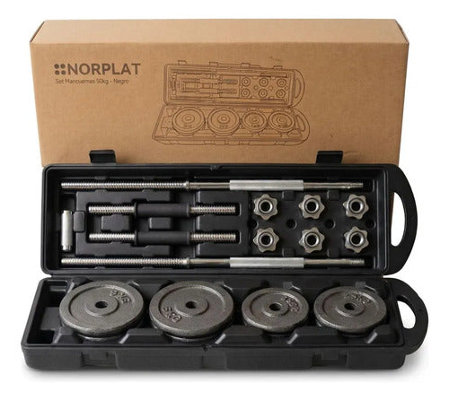 Set Mancuernas 50kg Norplat Fitness Pesas Peso Regulable Negro