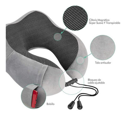 Almohada Cuello Especial Para Viajes Cojin Cervical Norplat Gris