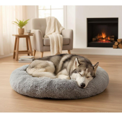 Cama Mascotas Perros Grandes Antiestres 90cm Talla Xxl - Wuf Gris