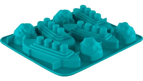 Molde De Silicona Para 4 Barcos E Iceberg De Hielo - Cukin Azul