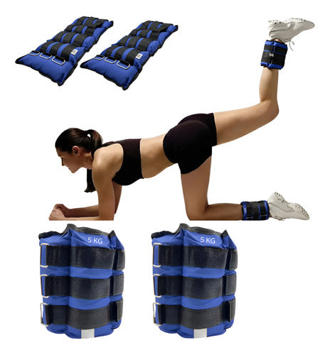 Set 2 Pesas Tobilleras Muñequeras 5 Kg C/u (10kg) - Norplat Azul