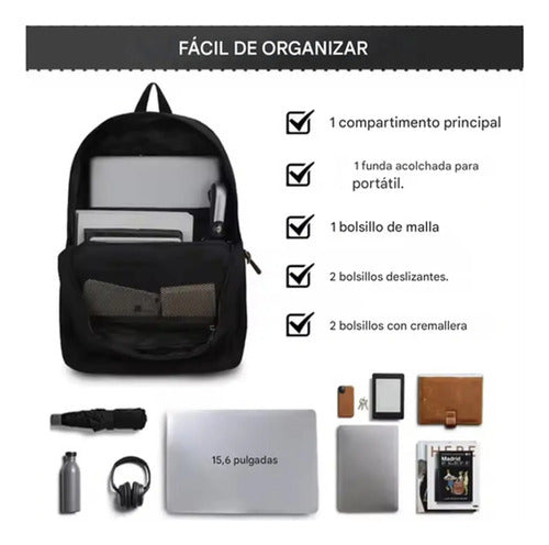 Mochila Urbana Escolar Juvenil Notebook Unisex - Norplat Negro