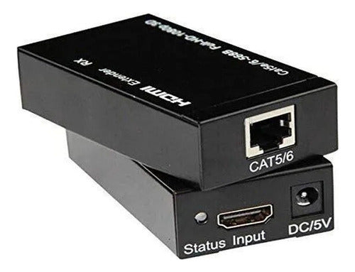 Extensor Hdmi 60 Metros Por Rj45 Cat5e/6e 1080p - Norplat Negro