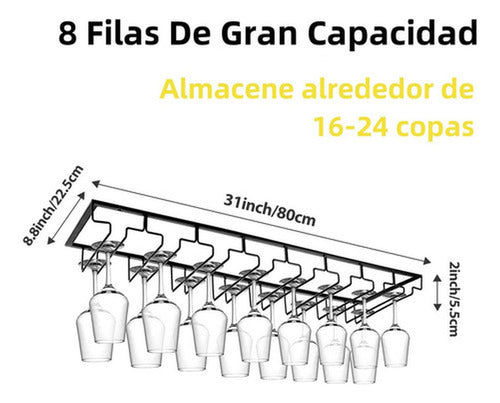 Estante Colgador De Copas - Copero 16 A 32 Copas - Norplat  Negro