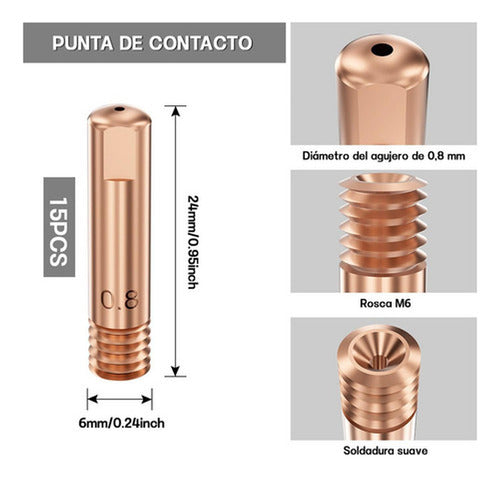 25u Punta Boquilla Contacto Soldadura 15ak Norplat