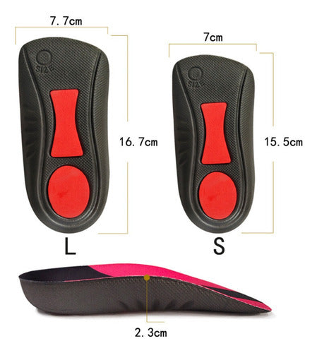 Par Talonera Fascitis Plantar Deporte Casual 2.3cm Altura Rojo S