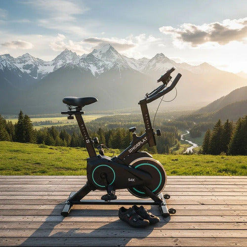 Bicicleta Estatica Norplat S4k Spinning Fitness Volante 4kg Azul