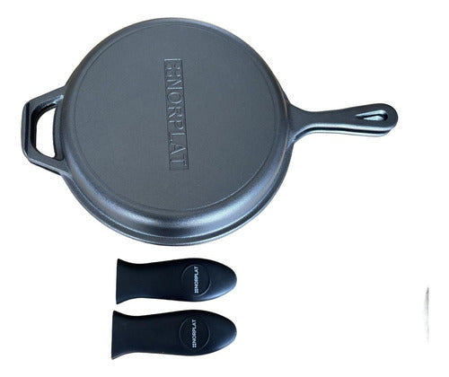 Dutch Oven Norplat Ø26cm 2 Sartenes Hierro Fundido + 2 Grip Negro Mate
