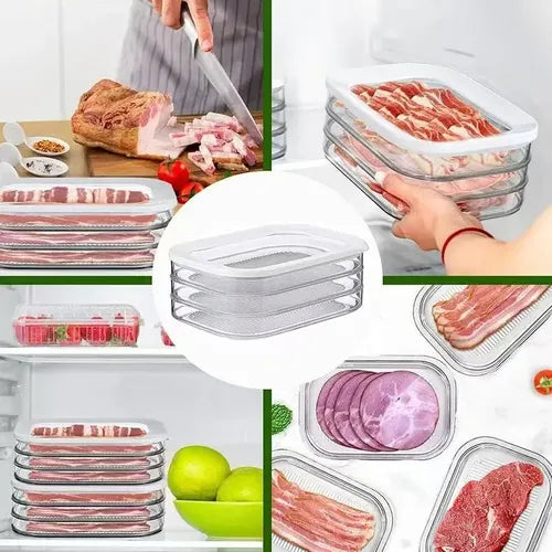 3 Contenedores Hermeticos Para Cecinas Y Queso - Norplat Blanco