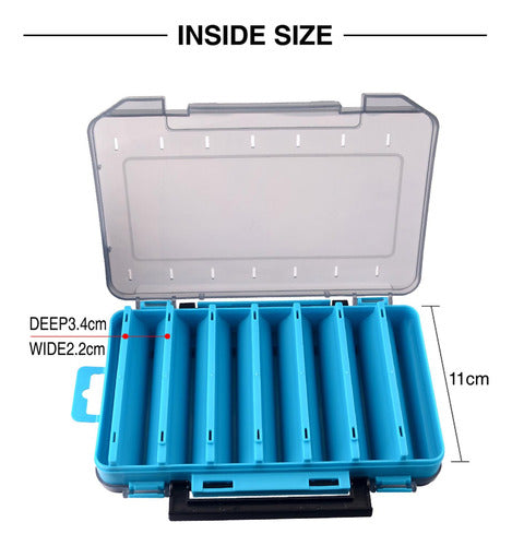 Caja Porta Señuelos Pesca 14 Compartimientos Doble - Norplat Azul