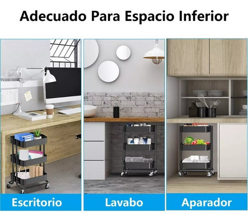 Carro Organizador Mueble Estante De Almacenamiento 3 Niveles Negro