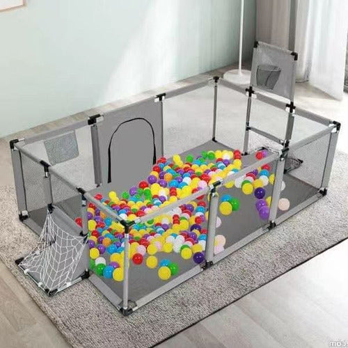 Corral Para Bebe Con Aro De Basket 180cm Seguridad - Norplat Gris Oscuro