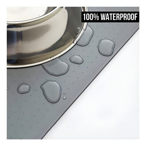 Alfombra Comedero Silicona Para Mascota Anti-salpicadura Wuf Gris