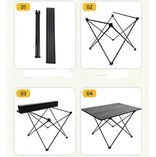 Mesa Camping Plegable Portátil Metalico Con Bolso - Norplat Negro