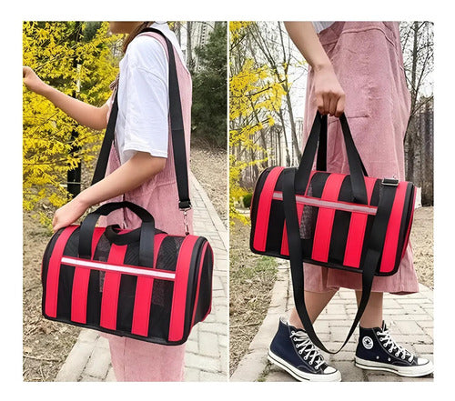 Bolso Transporte Mascota Norplat - Transportador Perro Gato Rojo