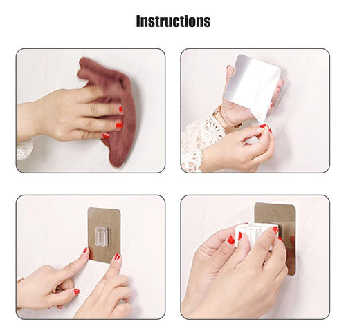 Set De 4 Soportes Organizadores Escoba Pala Mopa Accesorios Blanco