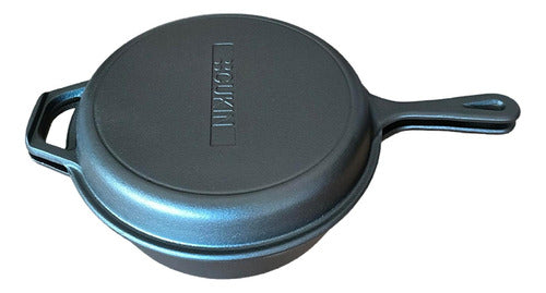 Dutch Oven Ø26cm 2 Sartenes Hierro Fundido + 2 Grip - Cukin Negro