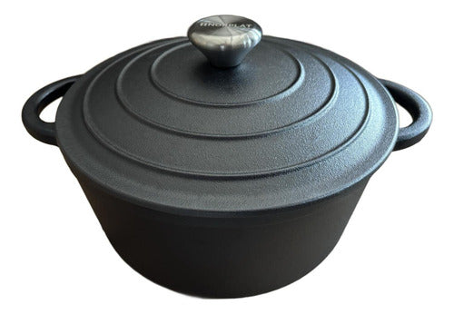Olla De Hierro Fundido 24 Cm 3.5 Lts - Va Al Horno - Norplat Negro