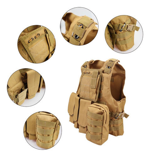 Chalecos Tacticos Norplat Chaleco Tactico Ajustable Molle Marrón L